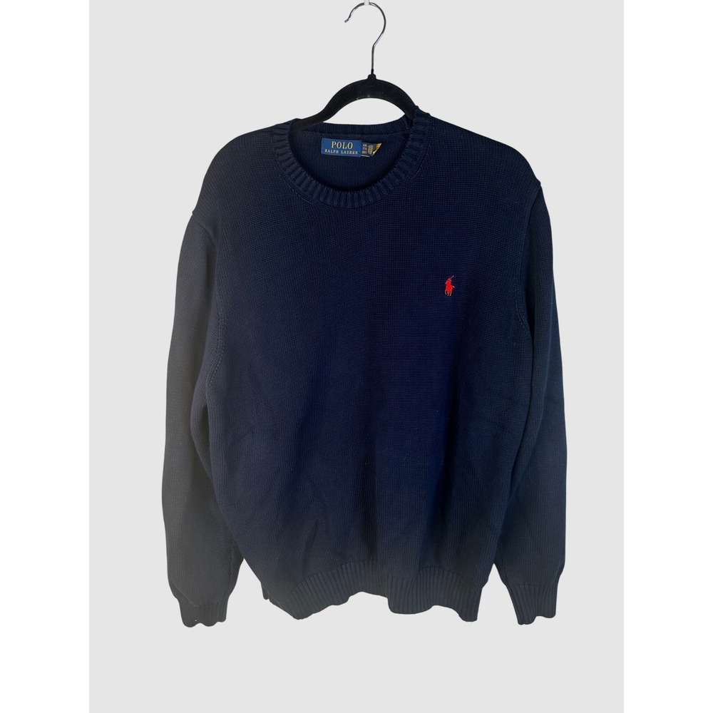 Polo Ralph Lauren Men's Navy Blue Cotton Knit Crewneck Sweater Size XXL